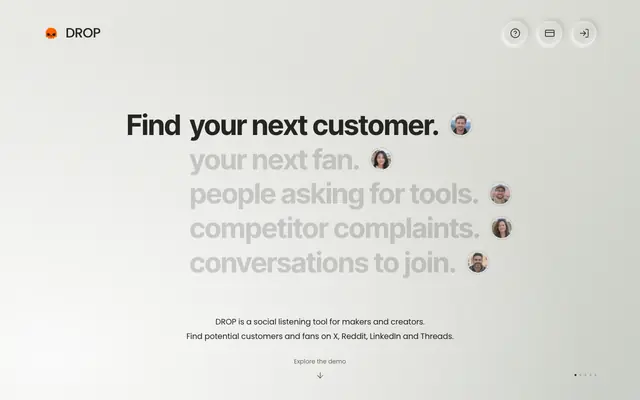 Screenshot of DROP — Your private club, already growing