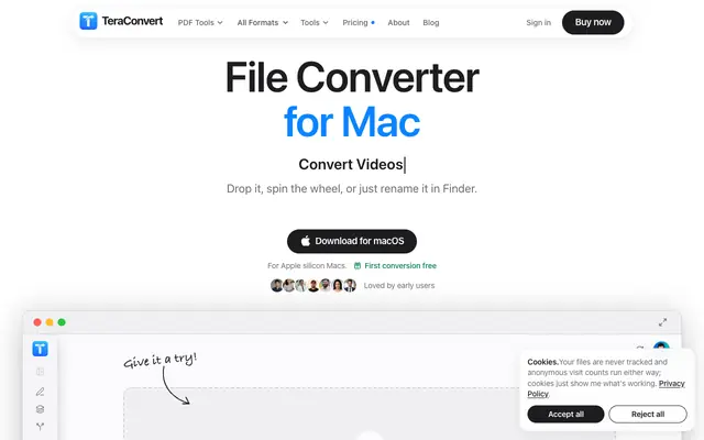 Screenshot of TeraConvert - Private File Converter for Mac