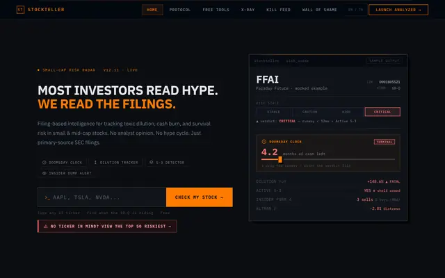 Screenshot of Stockteller