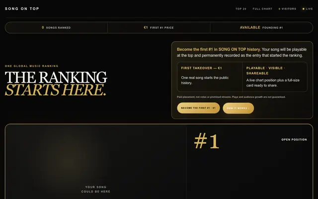 Screenshot of SONG ON TOP — The playable paid music chart