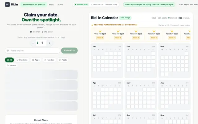 Screenshot of Bidin