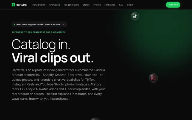 Screenshot of AI Product Video Generator for E-commerce & Shopify | cartviral
