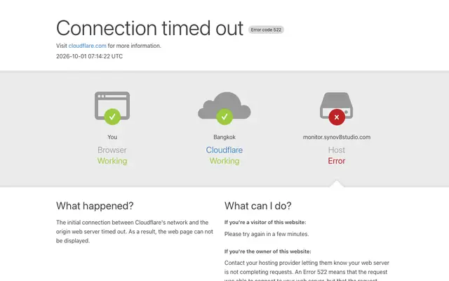 Screenshot of Monitor, from Synov8 — status page + uptime
