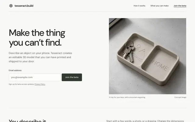Screenshot of Tesseract — AI builds physical stuff