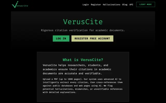 Screenshot of VerusCite - Verify Citations