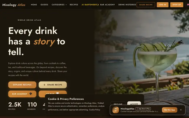 Screenshot of Mixology Atlas | Cocktail Culture