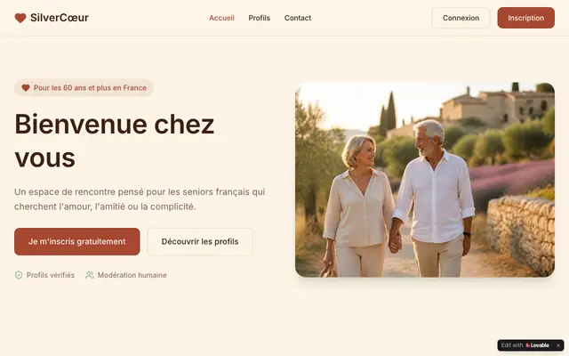 Screenshot of SilverCœur — Rencontres sérieuses pour seniors en France