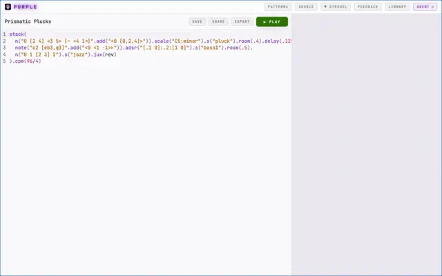 Screenshot of Purple - AI music production