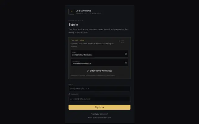Screenshot of Job Switch OS