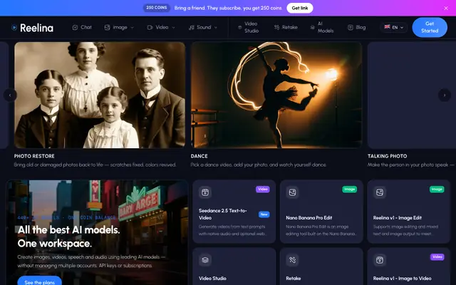 Screenshot of Reelina — Create Movies, Reels & Stories with AI