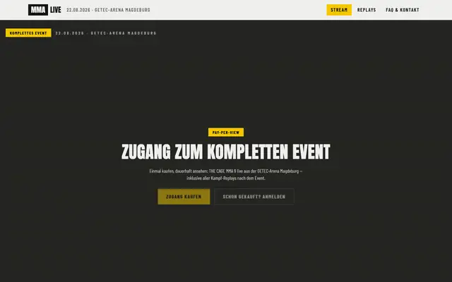 Screenshot of THE CAGE MMA 9 on demand — Magdeburg | MMA LIVE