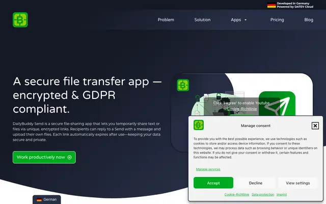 Screenshot of Secure File Transfer App – DailyBuddy Send