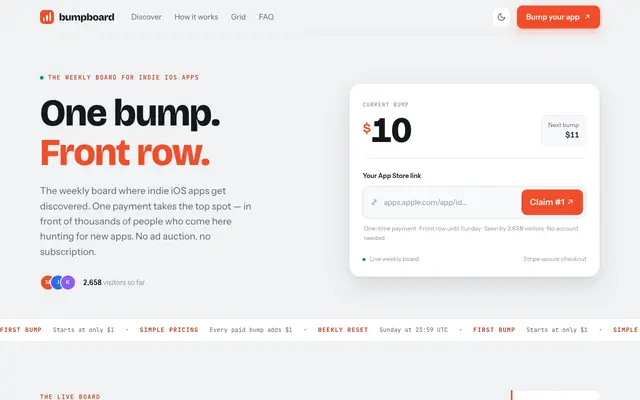 Screenshot of Bumpboard — Front row for indie iOS apps