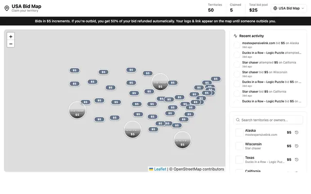 Screenshot of USA Bid Map