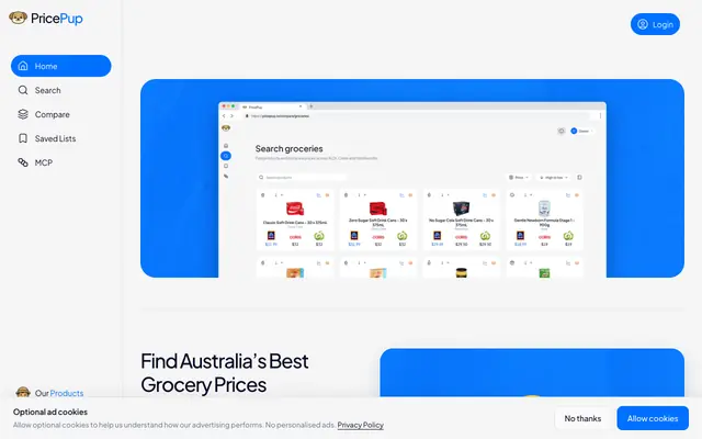 Screenshot of Find Australia’s Best Grocery Prices | PricePup