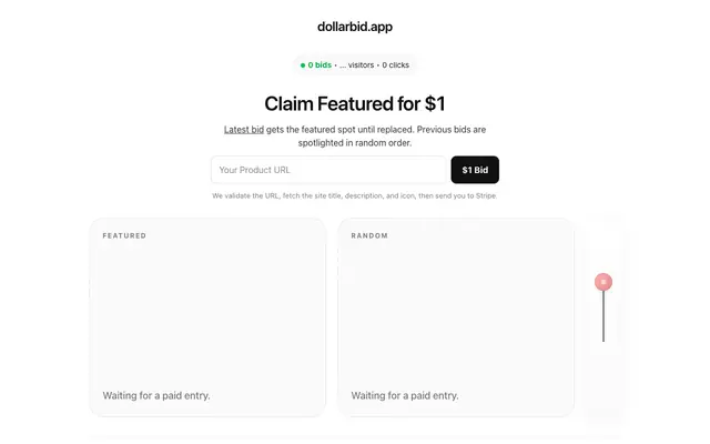 Screenshot of DollarBid — Advertise Your Website for $1