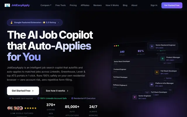 Screenshot of JobEasyApply — Auto Apply to Jobs on LinkedIn, Greenhouse & Lever with AI