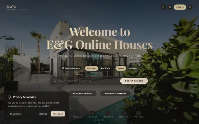 Screenshot of E&G Online Houses | Property Listings and Professional Services