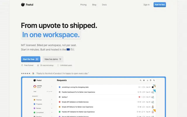 Screenshot of Customer Feedback, Roadmaps & Changelogs | Featul