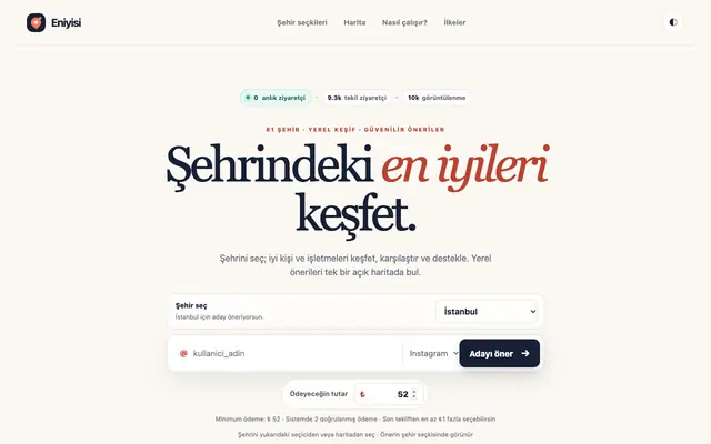 Screenshot of Eniyisi — Şehrindeki iyi kişi ve işletmeleri keşfet