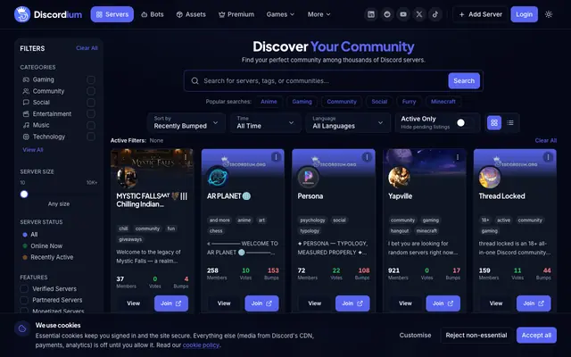 Screenshot of Discover Discord Servers