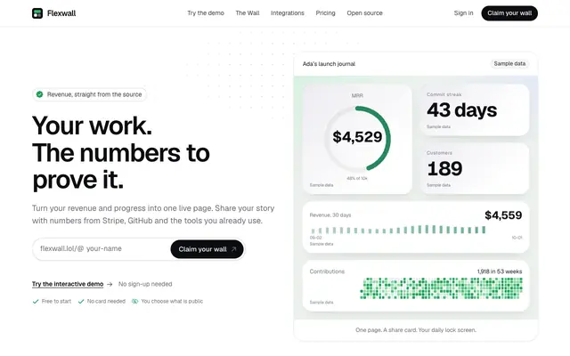 Screenshot of flexwall.lol · Money, ranked.