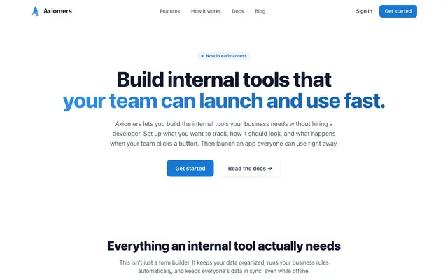 Screenshot of Axiomers: Build internal tools that work offline