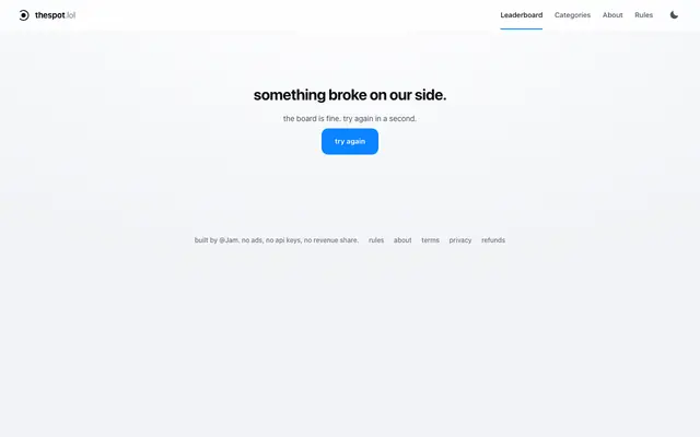 Screenshot of thespot.lol — rank is the money