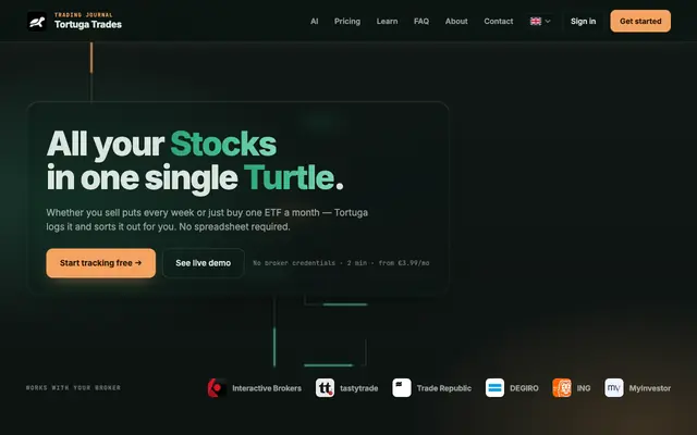 Screenshot of Tortuga Trades — Tu cartera y tus operaciones, en español