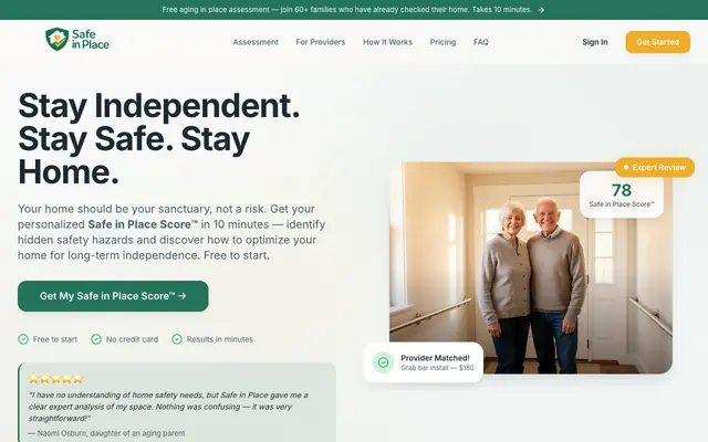 Screenshot of Safe in Place | Senior Aging in Place Assessment