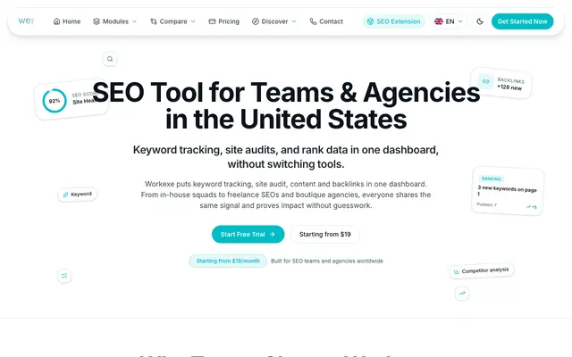 Screenshot of Workexe | SEO tools your team uses every day