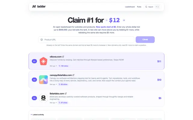 Screenshot of Ladder | A live public board for the internet
