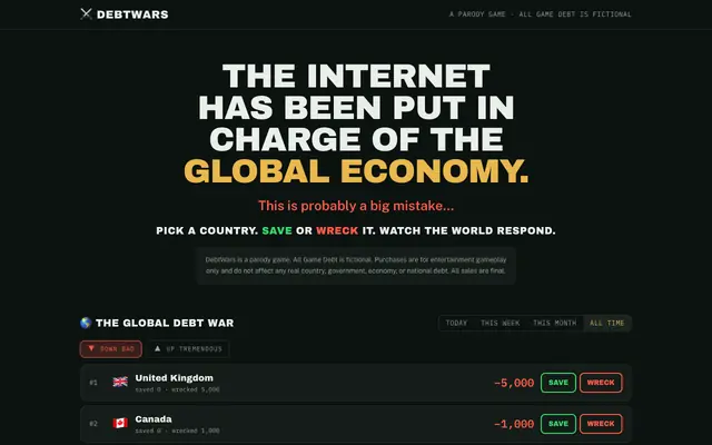 Screenshot of DebtWars — Save It or Wreck It