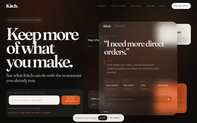 Screenshot of Kitch | AI software for restaurants