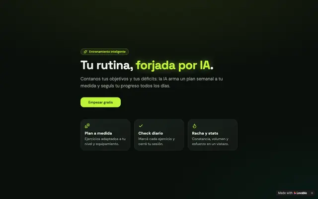 Screenshot of Forja | Tu rutina con IA y progreso diario