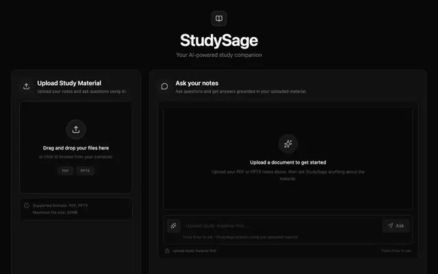 Screenshot of frontend