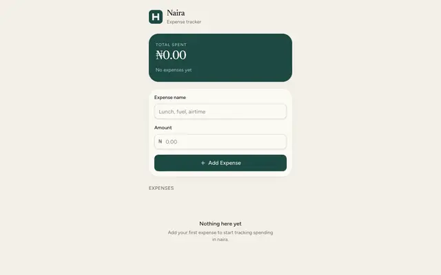 Screenshot of Naira