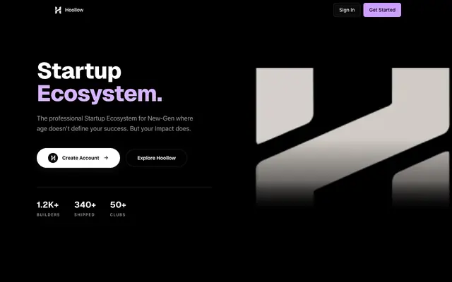 Screenshot of Hoollow | Global Platform for Startups, Builders & Learners