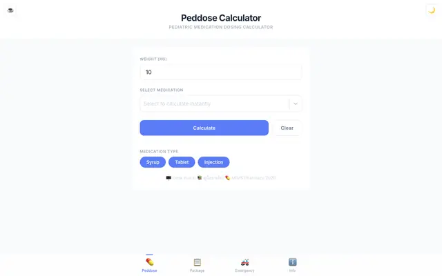 Screenshot of Peddose Calculator