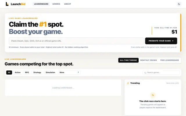 Screenshot of LaunchBid — Bid Higher. Get Seen.