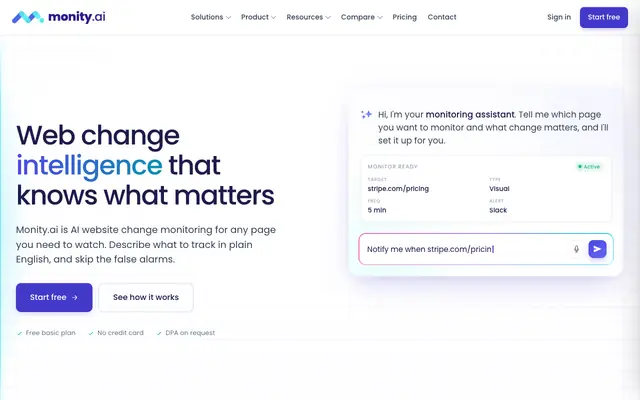 Screenshot of AI Website Change Monitoring - Only the Alerts That Matter