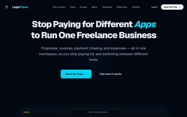 Screenshot of All-In-One Business Software for Freelancers — LogicFrame