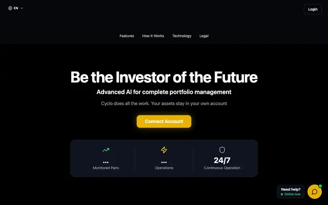 Screenshot of Cyclo - Automated Crypto Trading Platform | 24/7 AI Trading