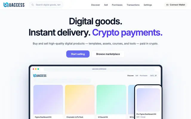 Screenshot of Sell Digital Assets for Crypto | UAccess Web 3 Downloads