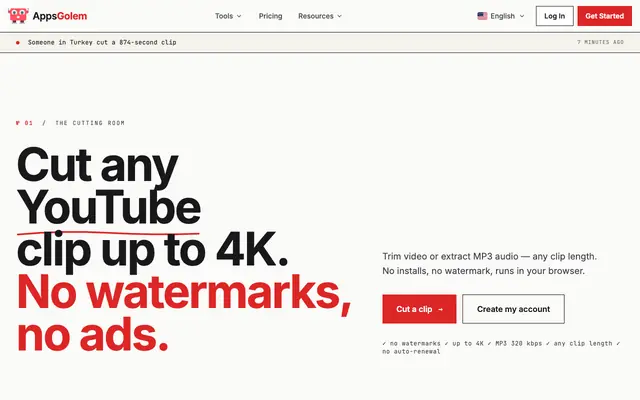 Screenshot of YouTube Downloader and Cutter — 4K, No Watermark | AppsGolem