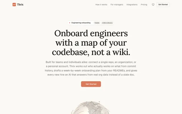 Screenshot of Thrix - the engineering graph that onboards