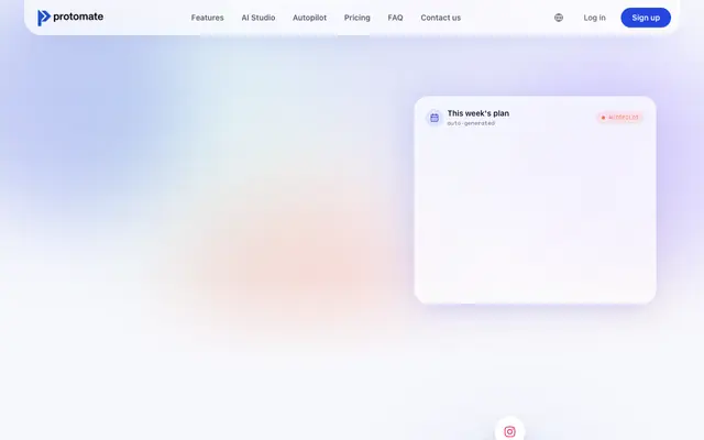 Screenshot of Protomate — AI Social Media Automation for E-commerce