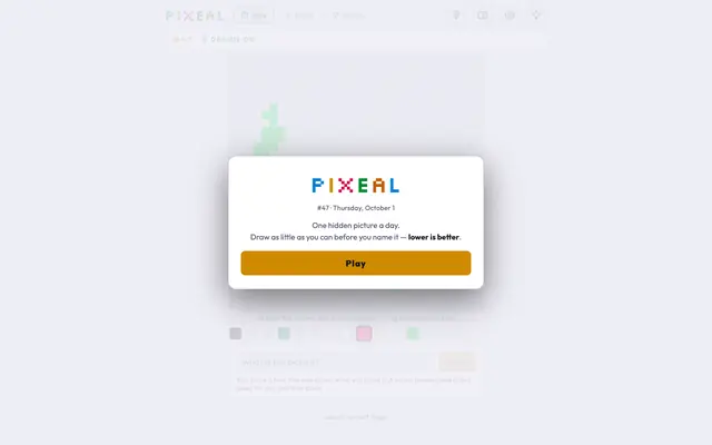 Screenshot of Pixeal · a daily picture puzzle