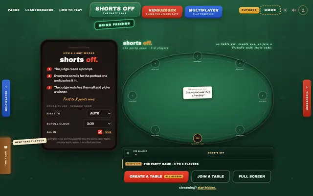 Screenshot of VidGuesser · shorts off