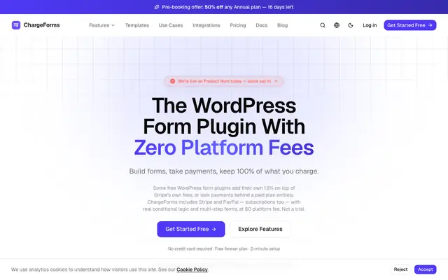 Screenshot of ChargeForms — The form builder WordPress deserves